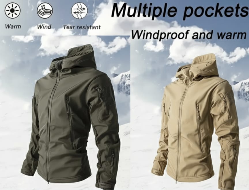 Chaqueta Táctica Térmica Impermeable para Frío Camping Senderismo Pesca Moto Lluvia Invierno