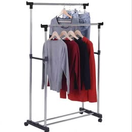 Organizador de Ropa Metálico Ropero con Ruedas Portable Giratorio Colgador Vestidor Armario