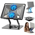 Soporte Metálico Giratoria 360° con Ventilador Plegable para Laptop Computadora