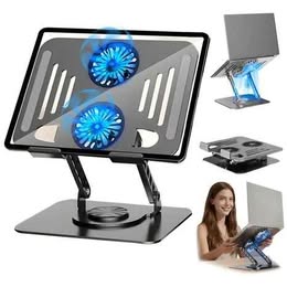 Soporte Metálico Giratoria 360° con Ventilador Plegable para Laptop Computadora
