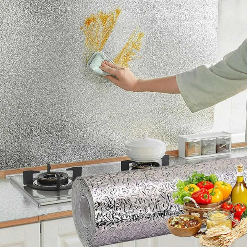 Papel Aluminio Adhesivo 60X300cm resistente calor rayones para cocina comedor sala pared muebles