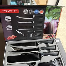 Set de Cocina 6pz Multiuso Gastronomía Utensilios Restaurante Chef Cuchillos Acero Inox Cerámica