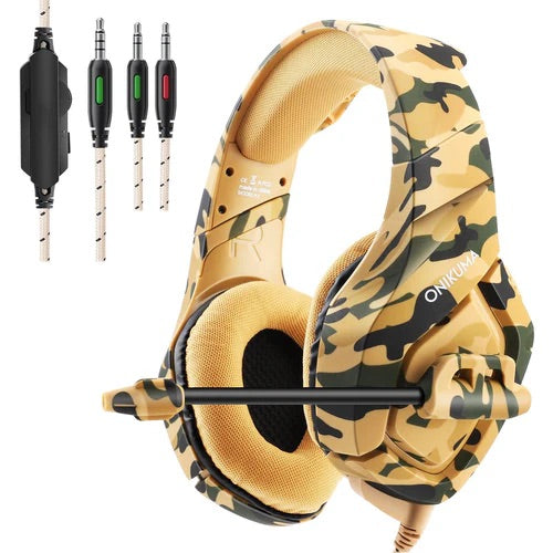 Casco audífono gamer pro con micrófono camuflaje laptop camputador unikuma k18