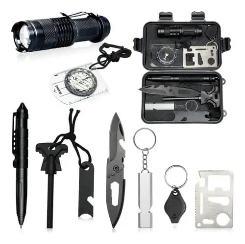 Kit Táctico de supervivencia 9 accesorios navaja camping senderismo selva montaña excursión militar