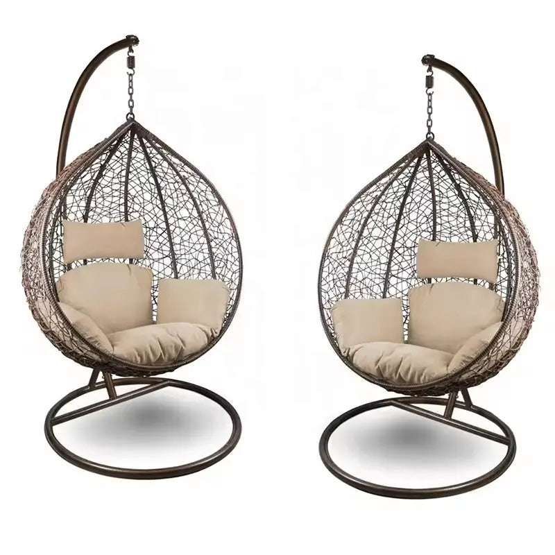 Silla Colgante Nido Ratan con cojín y almohadas estructura de aluminio Suit/Sala/Mirador/Jardín/Dor