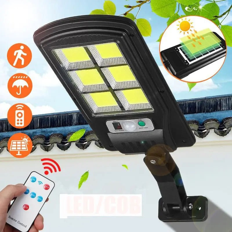 Lámpara solar recargable con control y sensor automático impermeable patio garage jardín