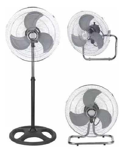 Ventilador 3en1 industrial 10y18 pulgadas con Pedestal, 3 velocidades, piso, pared, techo, trabajo