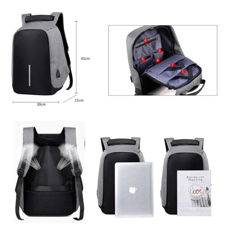Mochila Antirobo impermeable laptop computadora tableta clases estudio