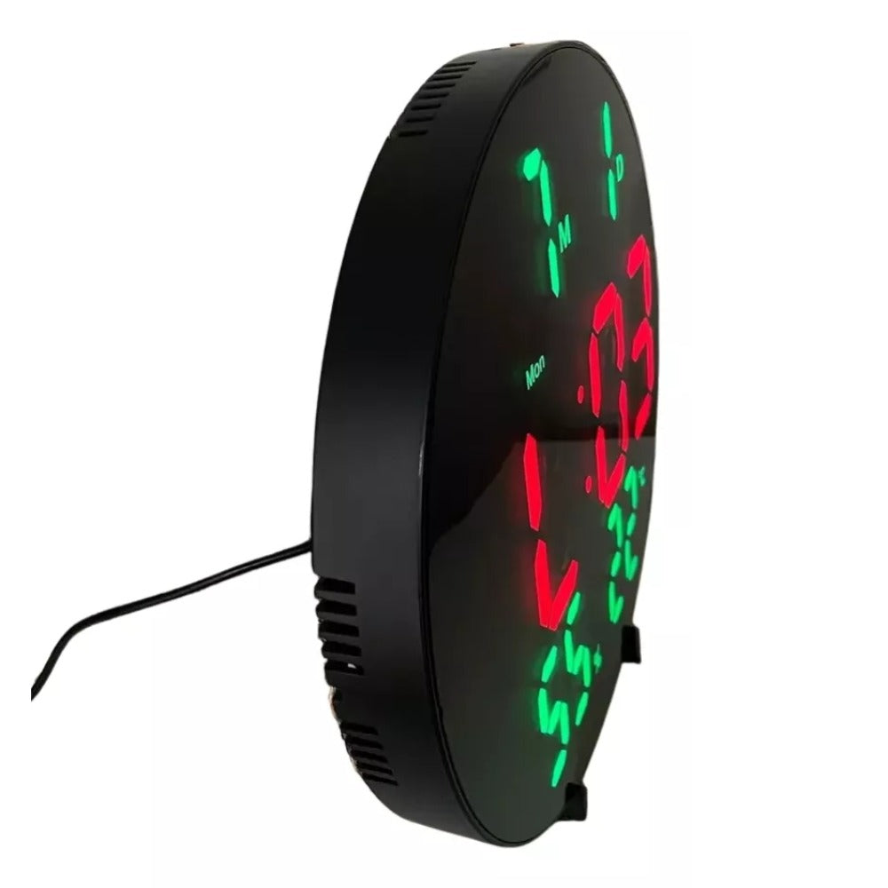 RELOJ DIGITAL LUZ LED DE PARED CALENDARIO CONTROL TEMPERATURA HUMEDAD NUEVO MODELO GYM CROSSFIT