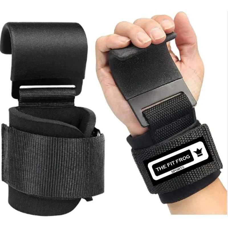 STRAPS CON GANCHO METALICO PARA GYM LEVANTAMIENTO PESAS SOPORTE POWERLIFTING AGARRE GIMNASIO MANOS