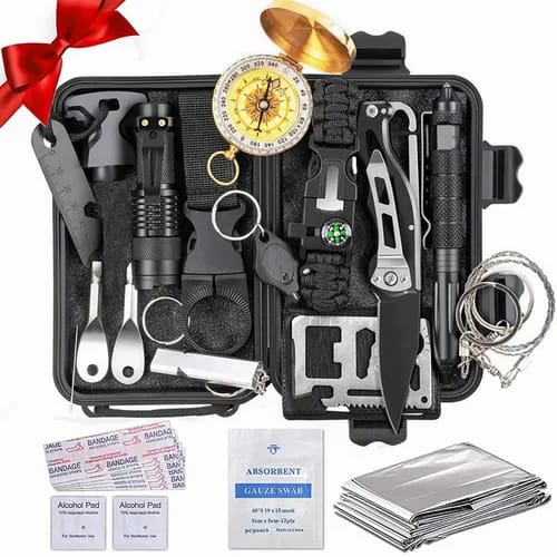 Kit Táctico de supervivencia 18 accesorios navaja camping senderismo selva montaña excursión militar