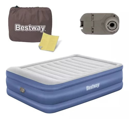 Cama/Colchon 2.5 plazas con inflador electrico y almohadilla 203x153x56cm bestway camping dormitori
