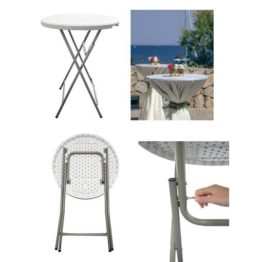 Mesa plegable redonda elegante con forro transportable viaje comedor bar eventos fiesta camping