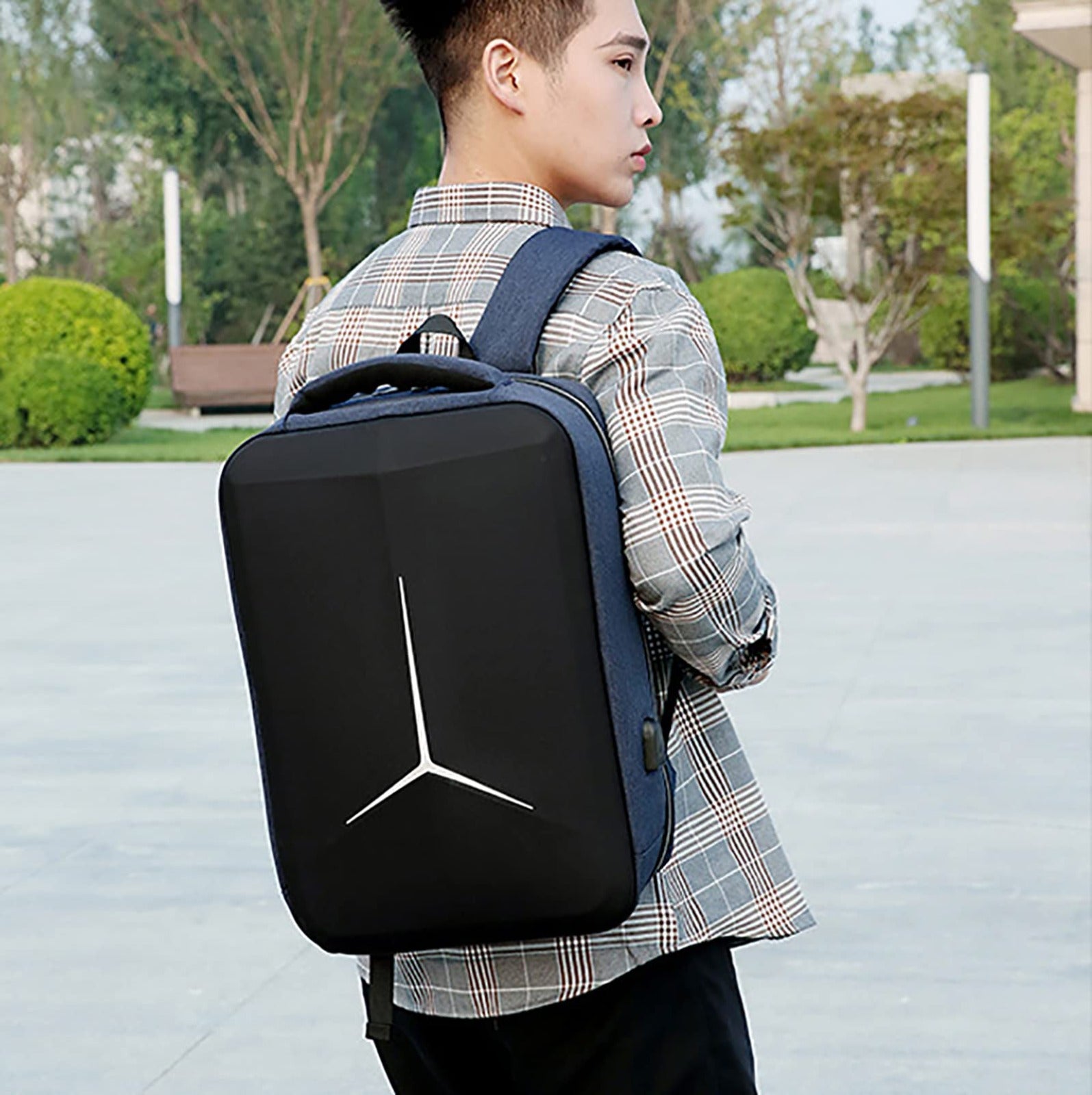 Mochila para laptop portátil de negocios para hombre, impermeable, con carga USB antirobo.