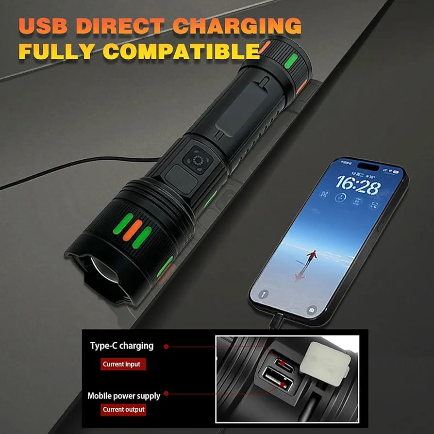 Linterna Táctica LED Profesional Multifuncional Impermeable Recargable Zoom Camping Noche Oscuridad