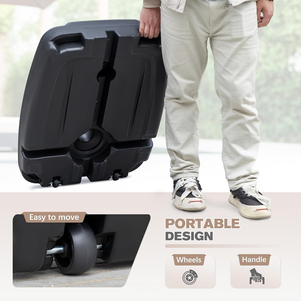 Base de Sombrilla Parasol Con Ruedas Capacidad 125 libras Agua Arena Patió Jardín Exterior Terraza