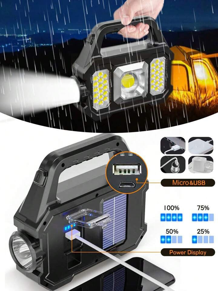 Lámpara linterna recargable solar para apagones cortes de energía electricidad fuente de energía