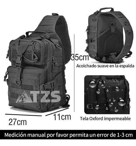 Mochila táctica cruzada 30L impermeable viaje camping pesca moto bici trabajo seguridad militar