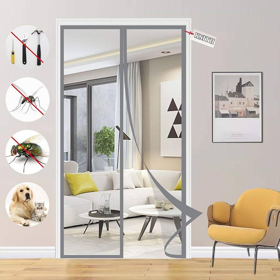 MALLA CORTINA DE PUERTA ANTIMOSQUITOS INSECTOS MAGNETICA PLEGABLE CON VELCRO AJUSTABLE MULTIUSO