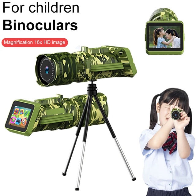 Cámara Telescópica Binocular 16xHD Camuflaje Militar 2000m 16GB Pedestal Fotos Videos Camping Viaje
