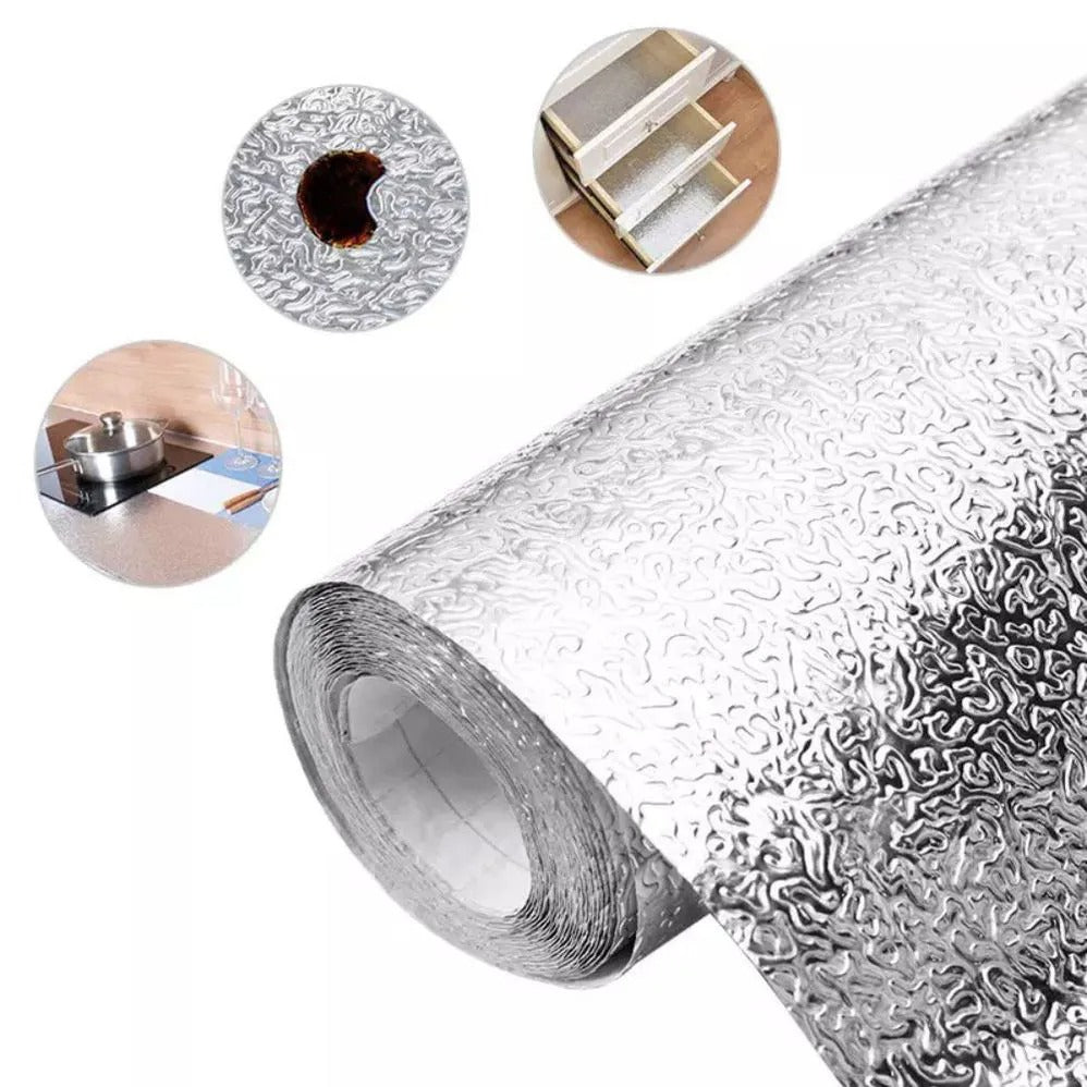 Papel Aluminio Adhesivo 60X300cm resistente calor rayones para cocina comedor sala pared muebles