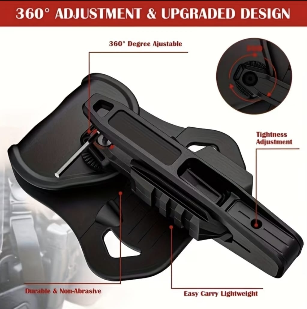 Funda Táctica Ajustable 360° de Polímero Extracción Rápida para Mano Izquierda y  Derecha