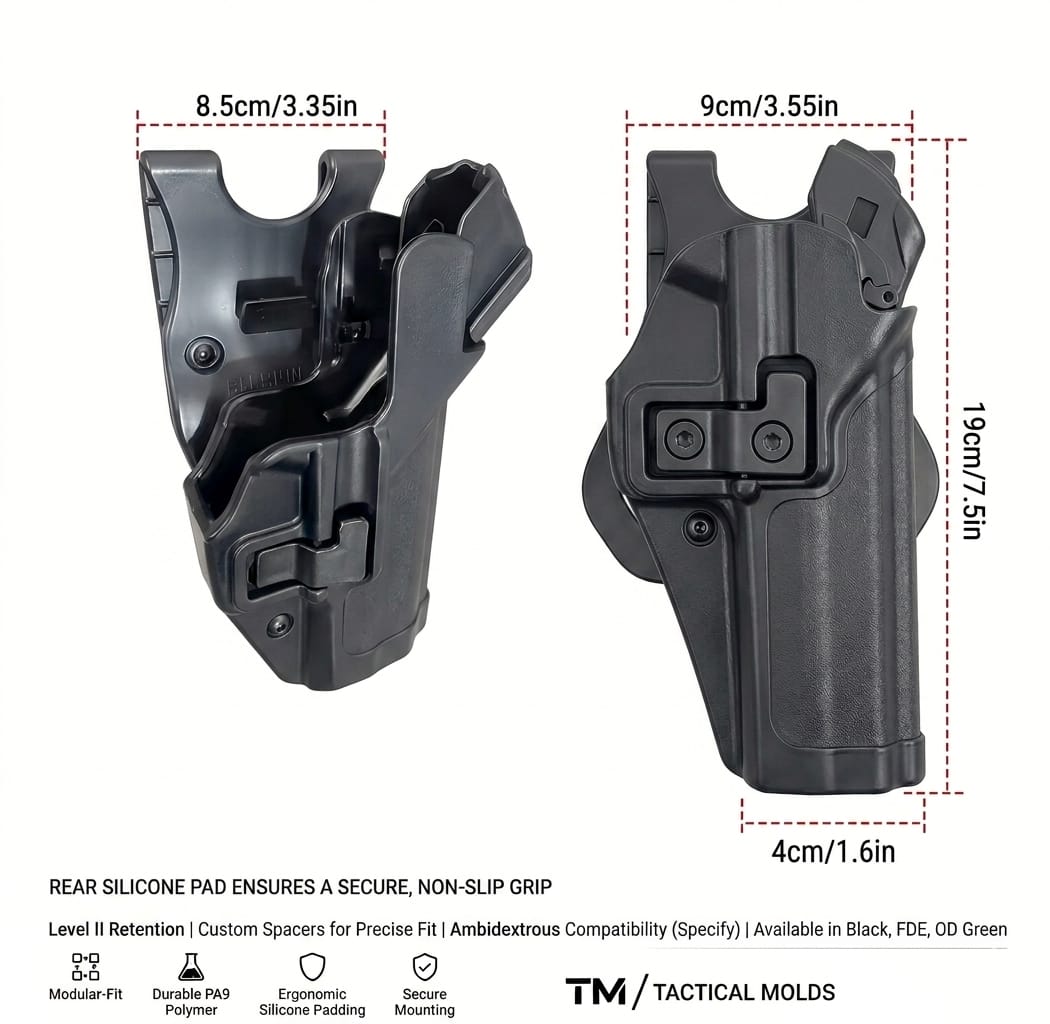 Funda Táctica Ajustable de Polímero con Doble Cierre USP de Extracción Rápida CQC Protección H&K CS