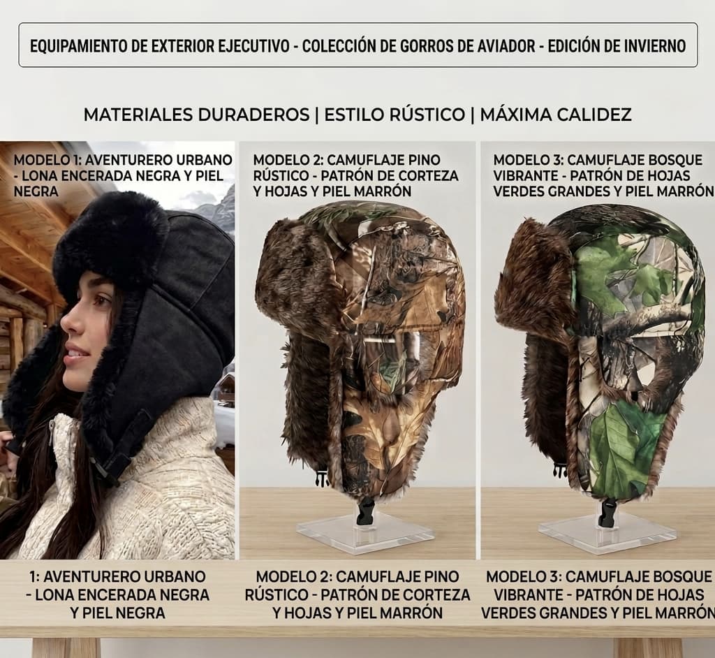 Gorro Termico Aviador Afelpado Nuevo Modelo Frío Invierno Camping Senderismo Montaña