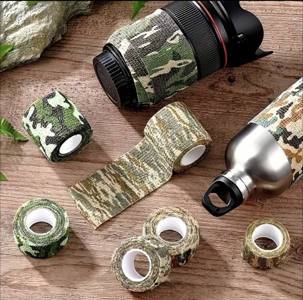 Cinta Camuflaje Adhesiva Táctica Militar de Tela Elástica Ajustable Decoración Herramientas