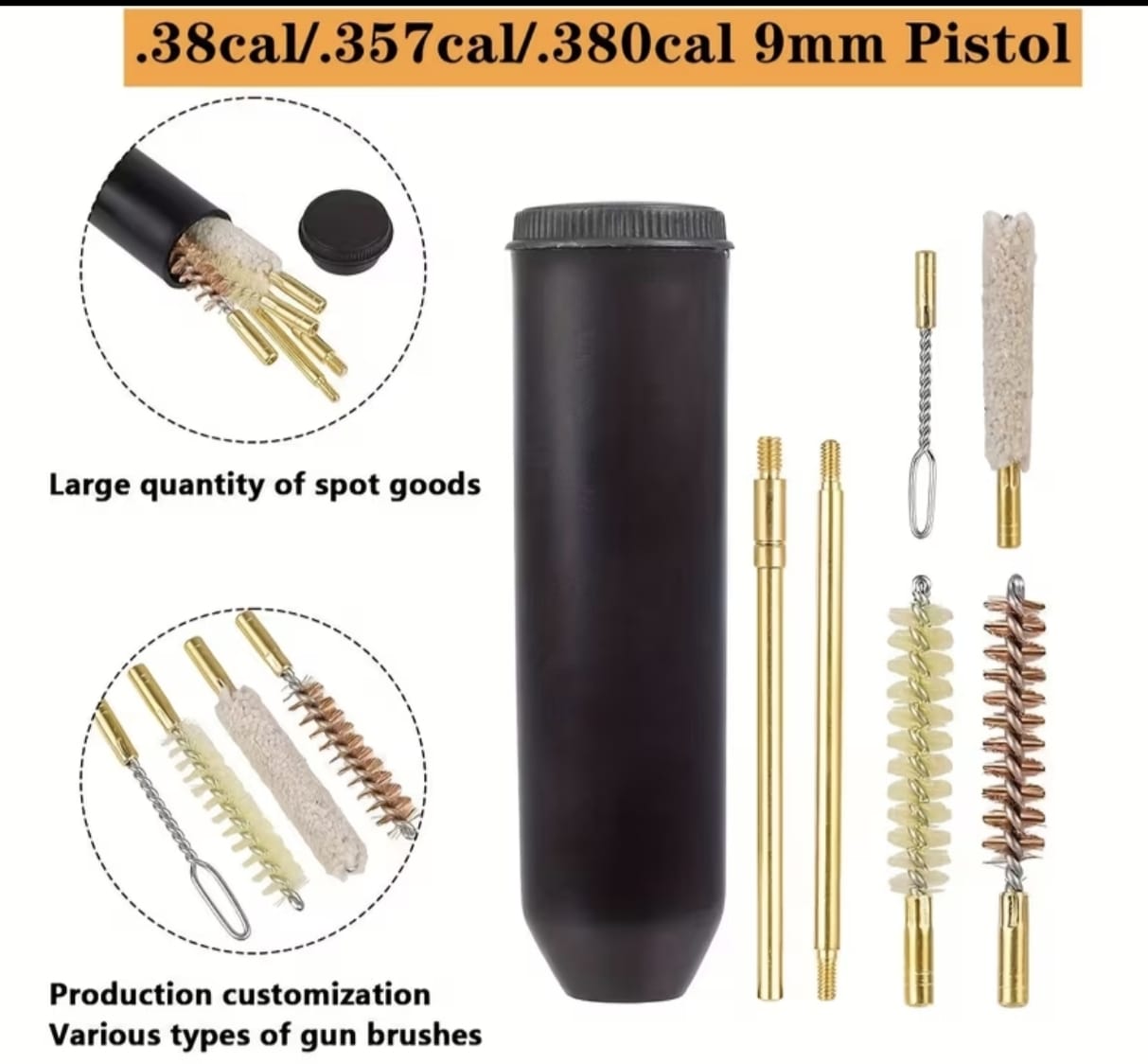 Kit de Limpieza Táctica Portatil de 7 Piezas con Cepillo de Latón, Mopa con Ranura, Varilla, Bucle.