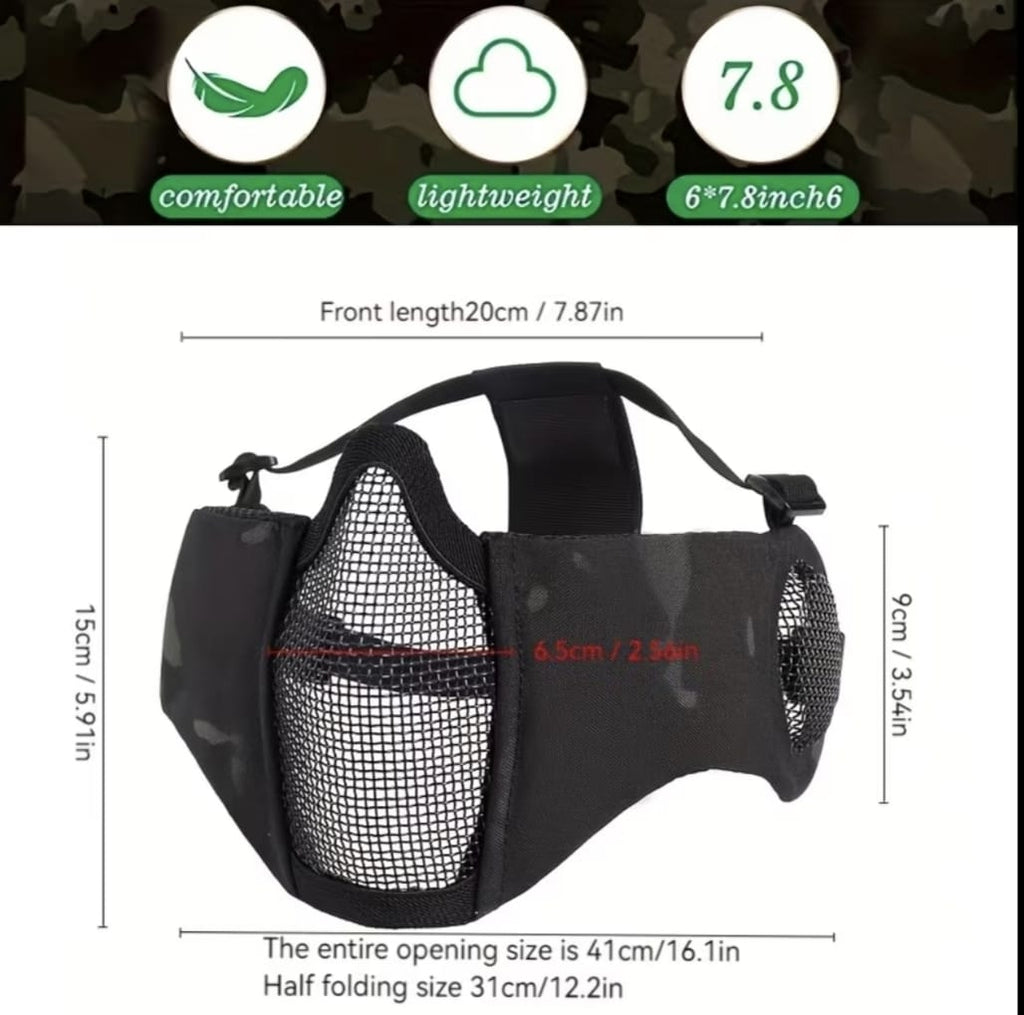 Protector Mascarilla Facial con Malla Protectora de Acero Seguridad Policía Guardia Airsoft Moto