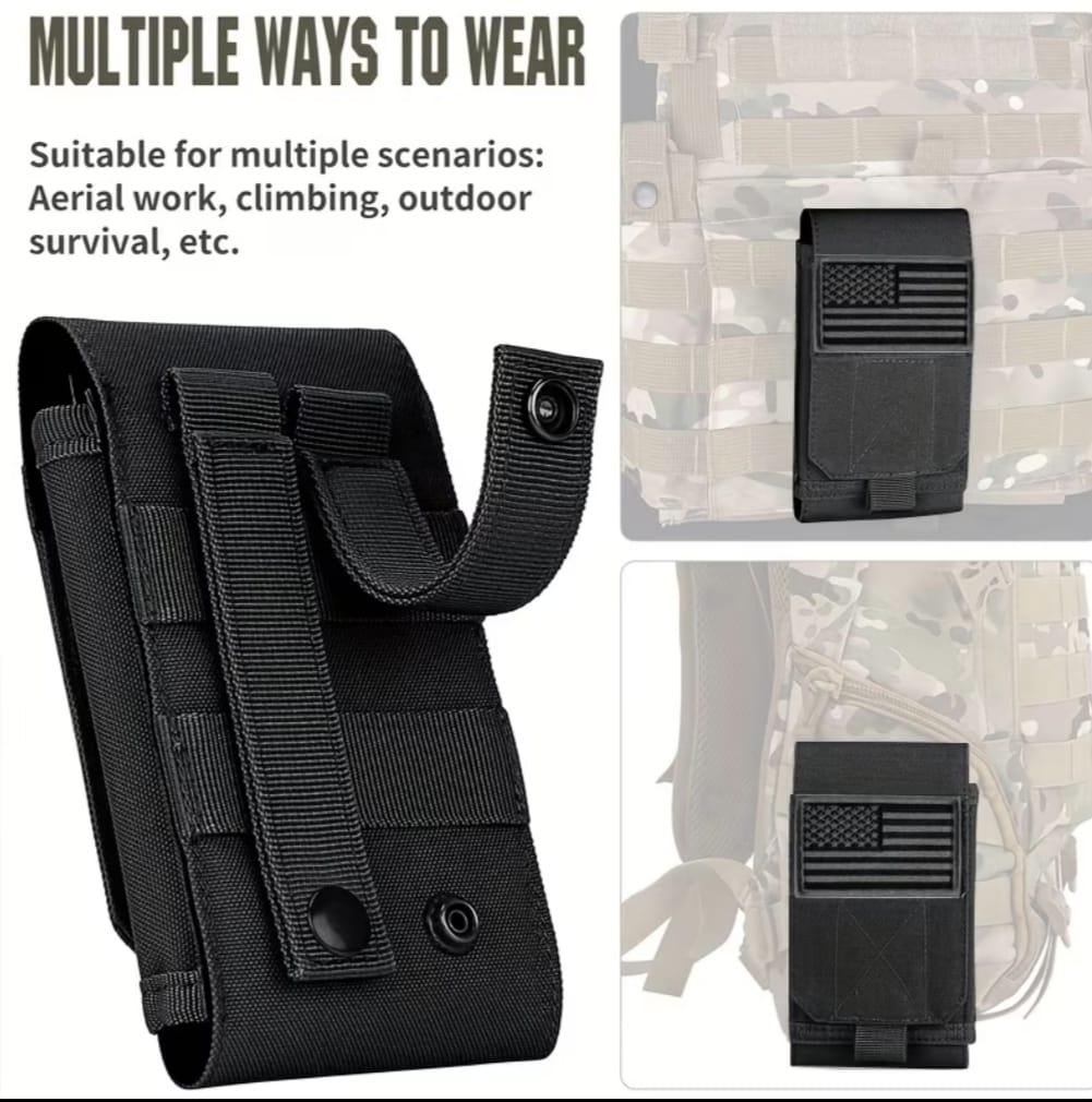 Estuche Táctica para Celular Tipo Molle Impermeable con Velcro iPhone Samsung Xiaomi