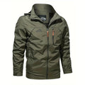 Chaqueta Casaca Ligera Cortavientos Verde Militar Capucha Ajustable Verano Camping Senderismo Viajes