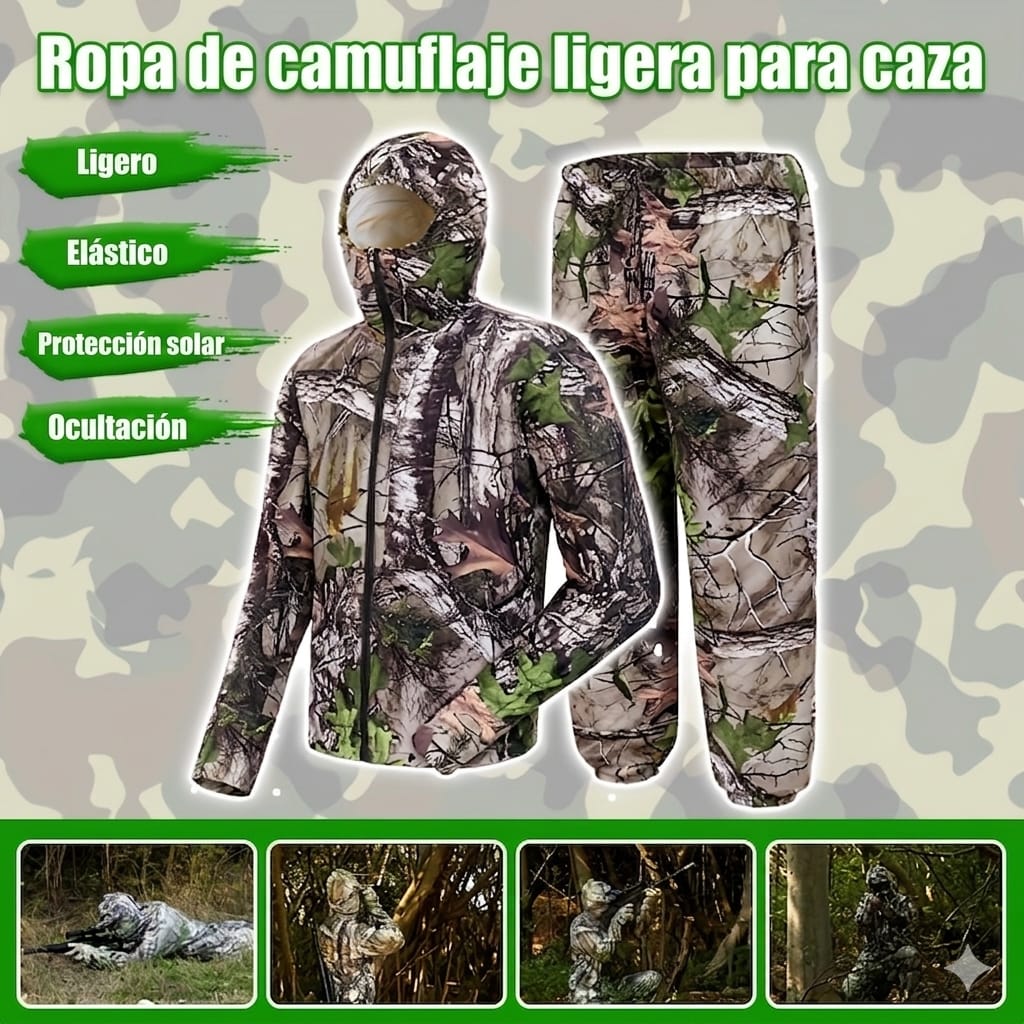 Conjunto Traje Camuflaje Ligero Aire Libre Fotografía Caza Camping Pesca Senderismo Militar Táctico