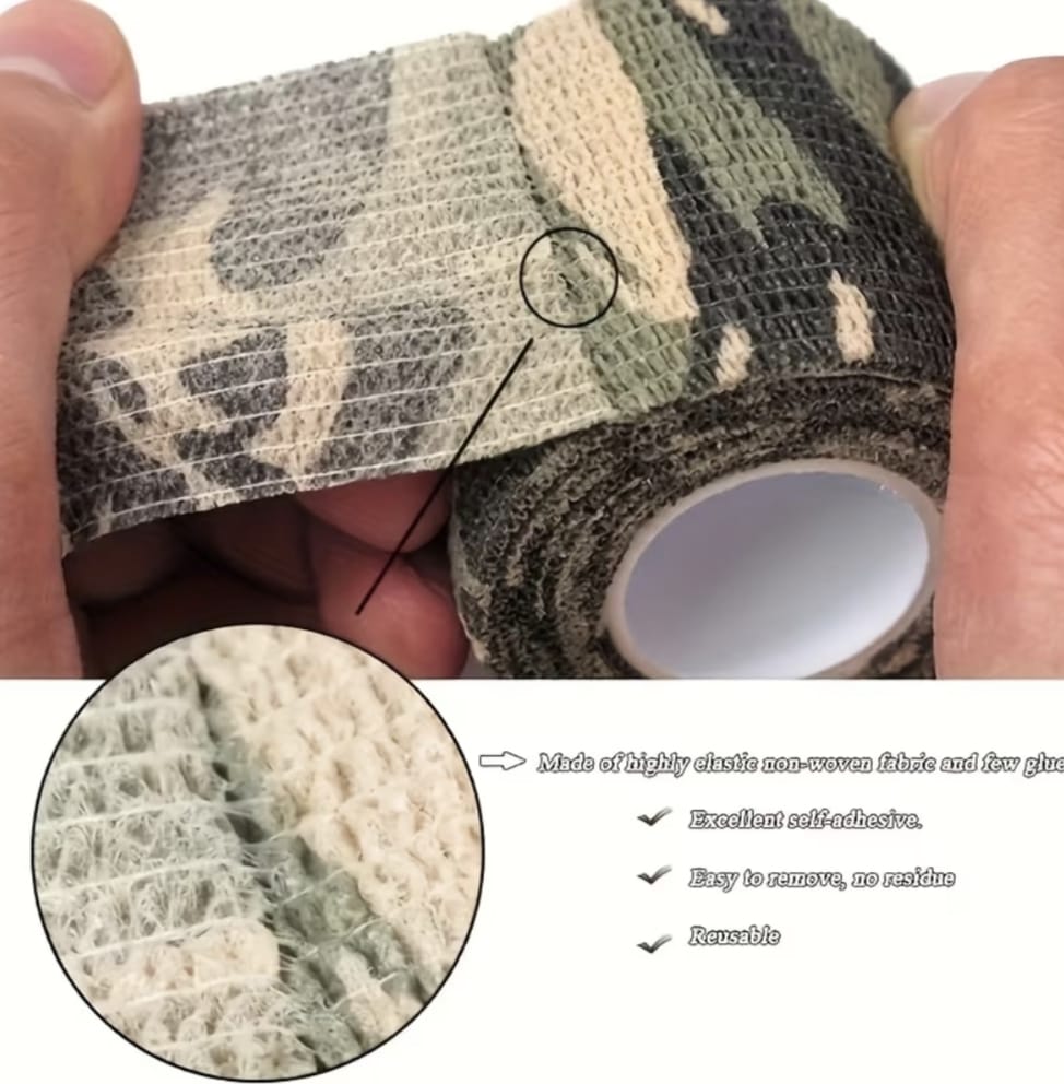 Cinta Camuflaje Adhesiva Táctica Militar de Tela Elástica Ajustable Decoración Herramientas