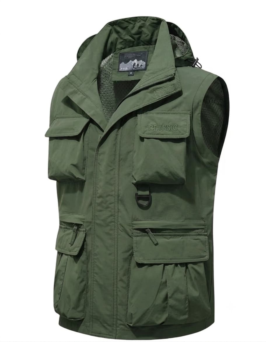 Chaqueta Chompa Casaca Táctica Multiuso Desmontable Verde Militar Camping Senderismo Pesca Chaleco