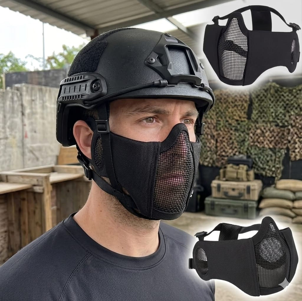 Protector Mascarilla Facial con Malla Protectora de Acero Seguridad Policía Guardia Airsoft Moto