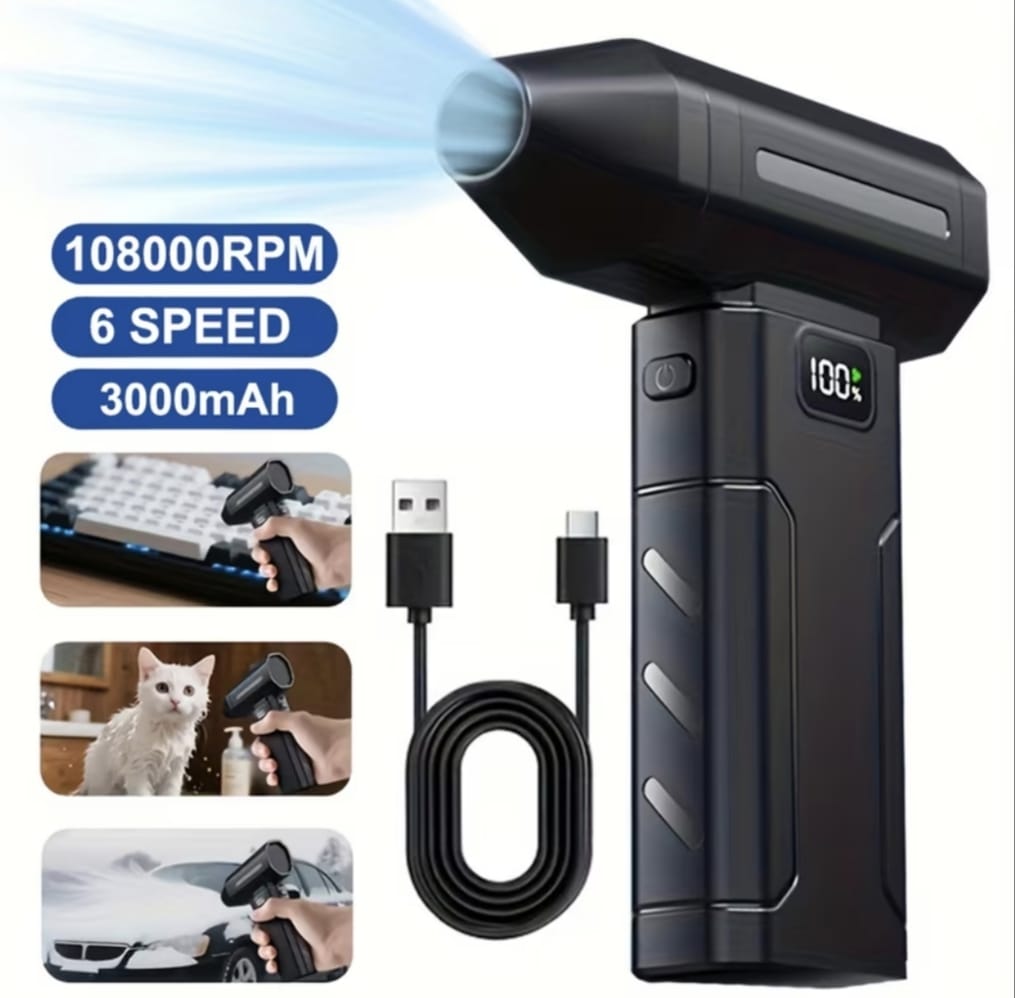 Mini ventilador soplador de aire portátil plumero de aire comprimido alta velocidad turbo recargab