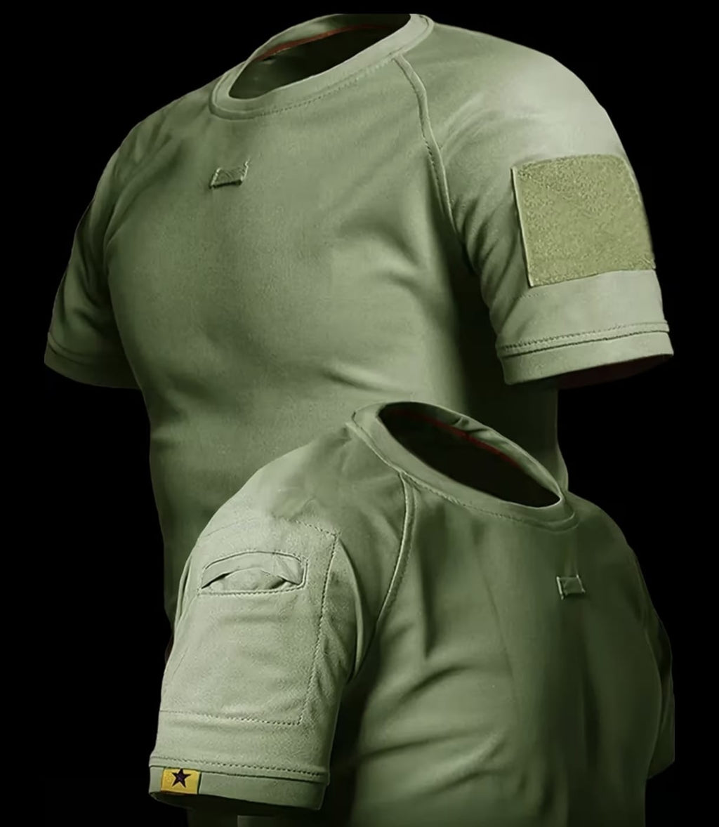 Camiseta Táctica Secado Rápido Anti Desgarro Camping Senderismo Entrenamiento Velcro Verano