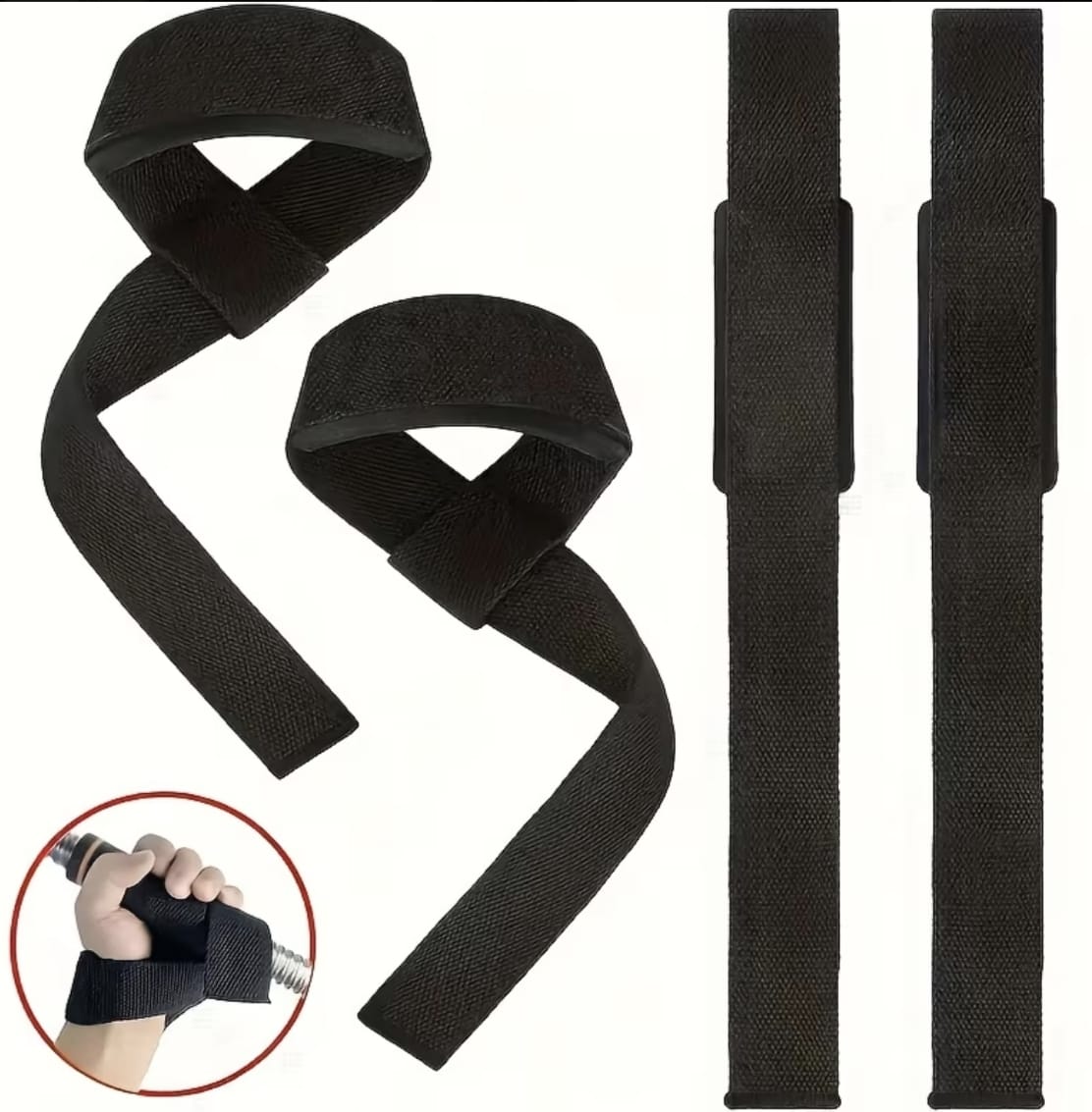 Muñequeras Straps para Entrenamiento Fuerza  Pesas CrossFit Powerlifting Fitness Fibra de Poliéster
