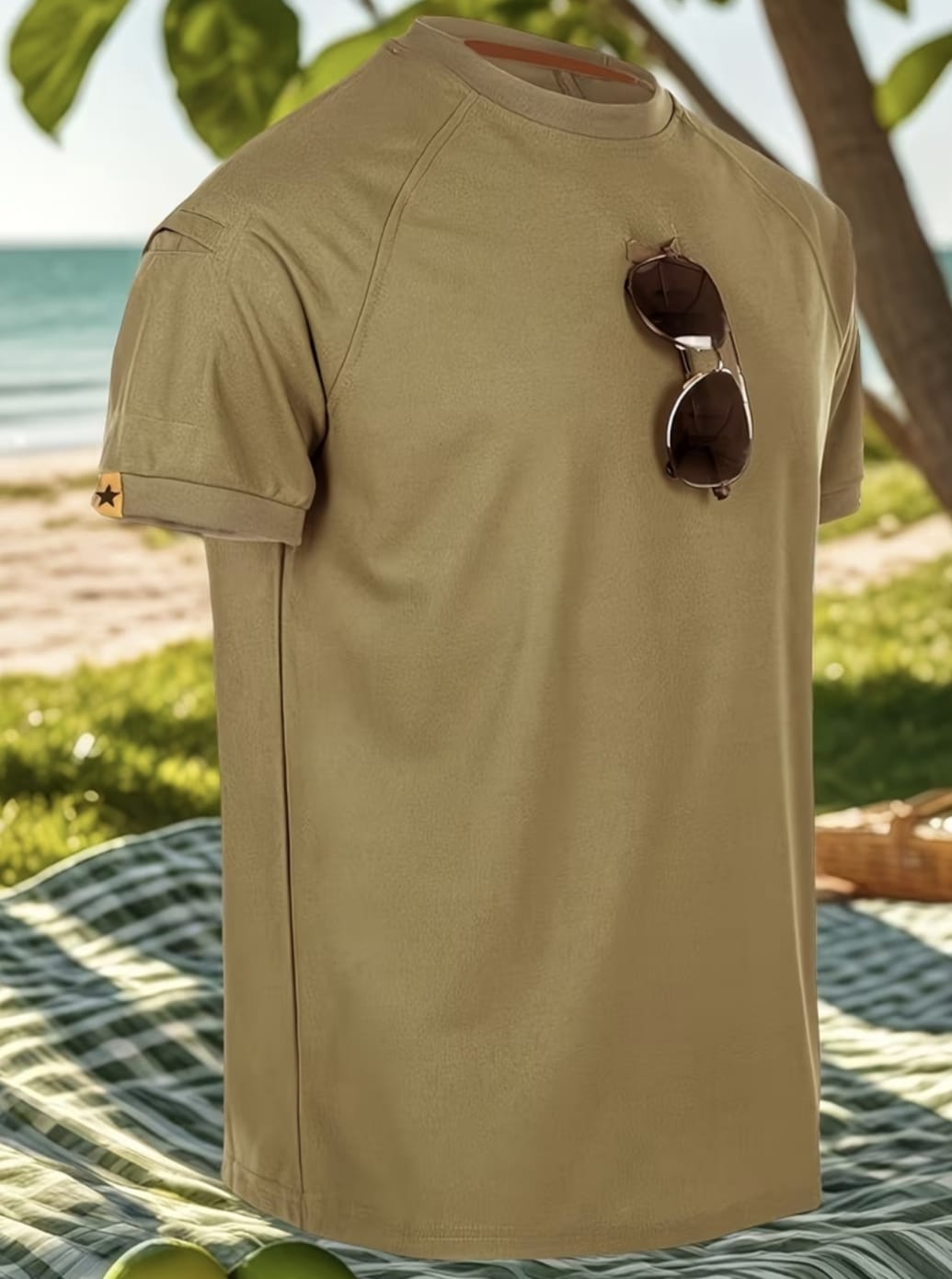 Camiseta Táctica Secado Rápido Anti Desgarro Camping Senderismo Entrenamiento Velcro Verano