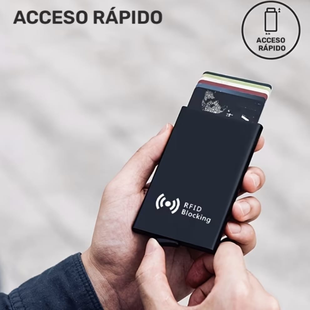 Tarjetero de Aluminio Portátil Nuevo Modelo  Porta Tarjetas Billetera Cartera