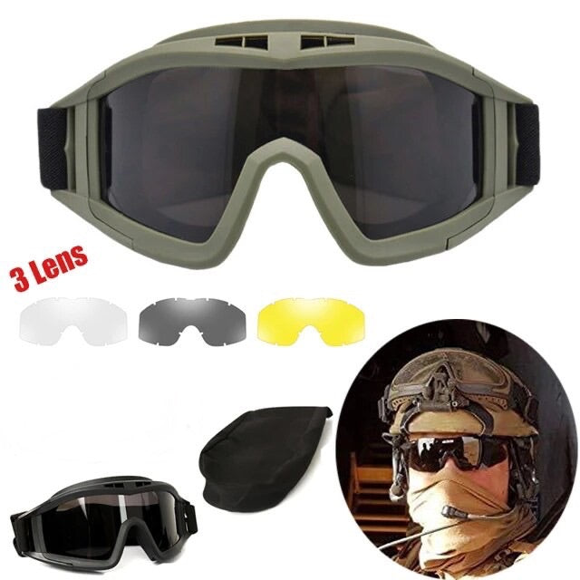 Kit Gafas tácticas intercambiables seguridad airsoft policía militar trabajo protección sol UV moto