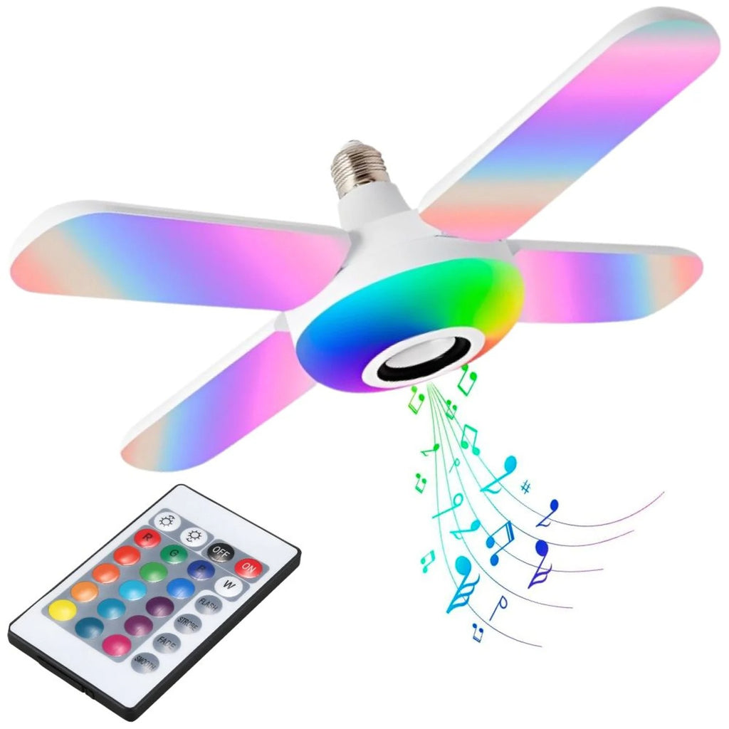 Foco Smart Bluetooth RGB luces colores control remoto música iluminación fiesta ventilador