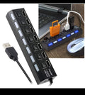 Extensión usb 7 puertos 2.0 cargadores computadora celular