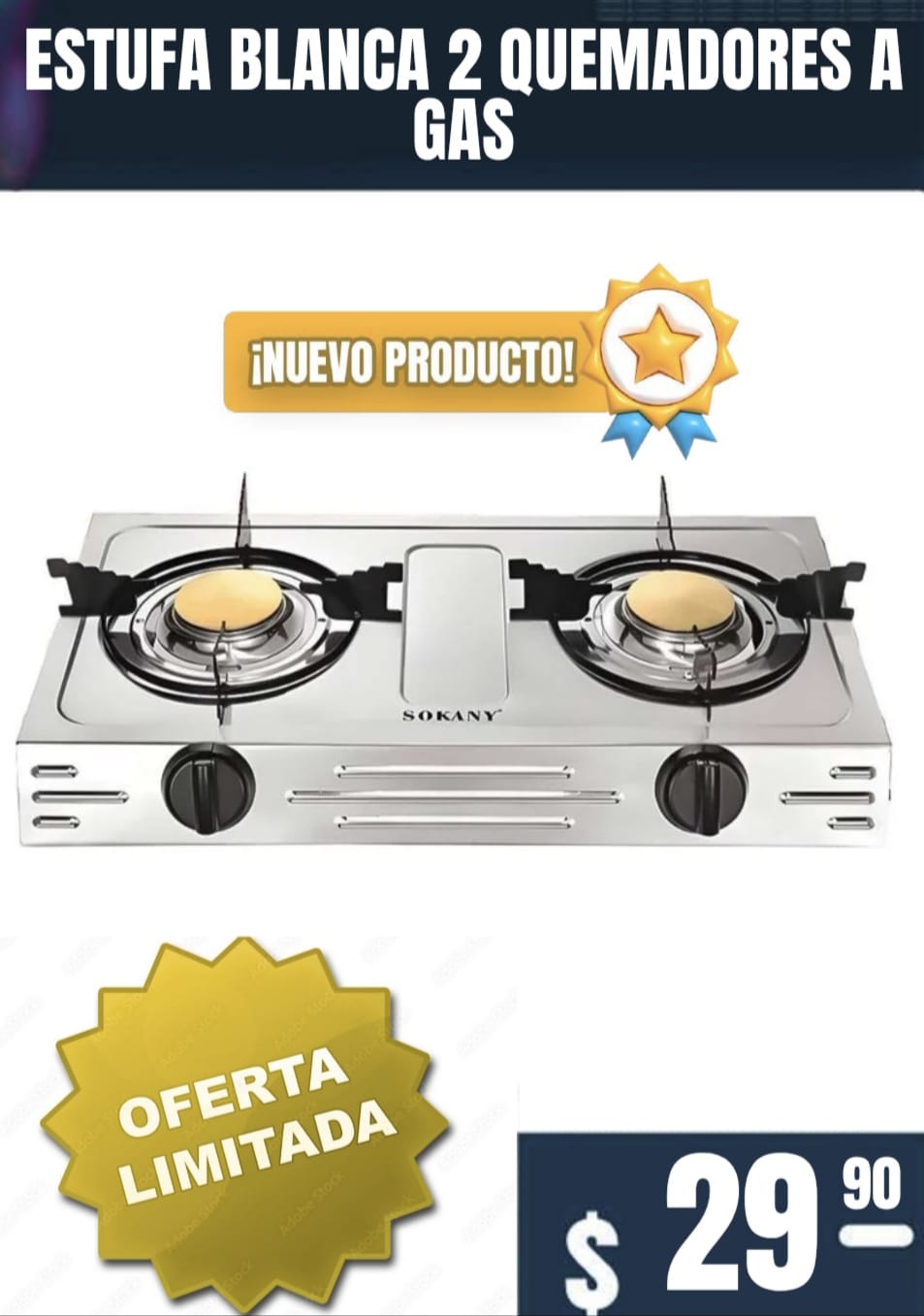 ESTUFA COCINA 2 QUEMADORES A GAS NUEVO PRODUCTO OFERTA LIMITADA