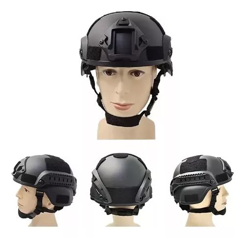 Casco táctico con orejeras seguridad protección policía militar airsoft