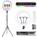 Aro de luz gigante RGB 18” control y pedestal para 3 celulares TikTok videos fotos estudio grabación
