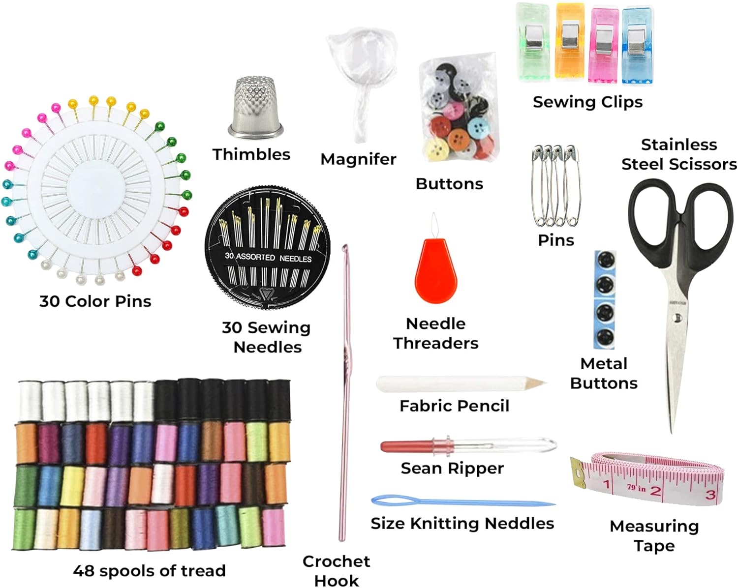 Kit de costura con estuche 172 piezas portátil trabajo casa