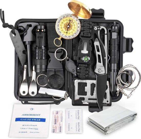 Kit Táctico de supervivencia 18 accesorios navaja camping senderismo selva montaña excursión militar